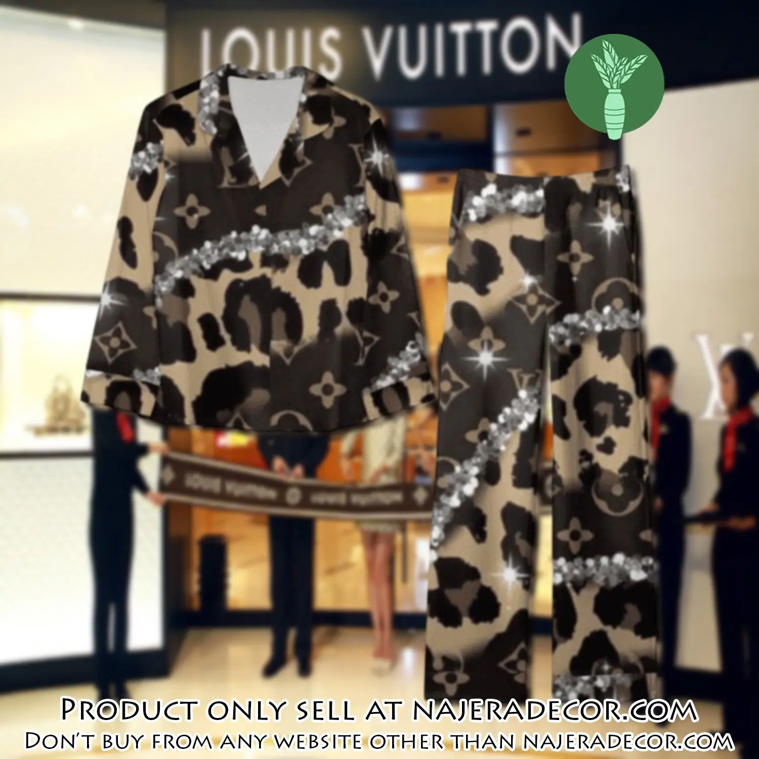 Trending luxury lv satin pajama set pjs1087 njr3759383
